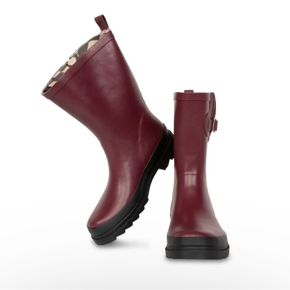GOGO Margot Rainboot Tawny Port Rue Pattern Women's 9 New